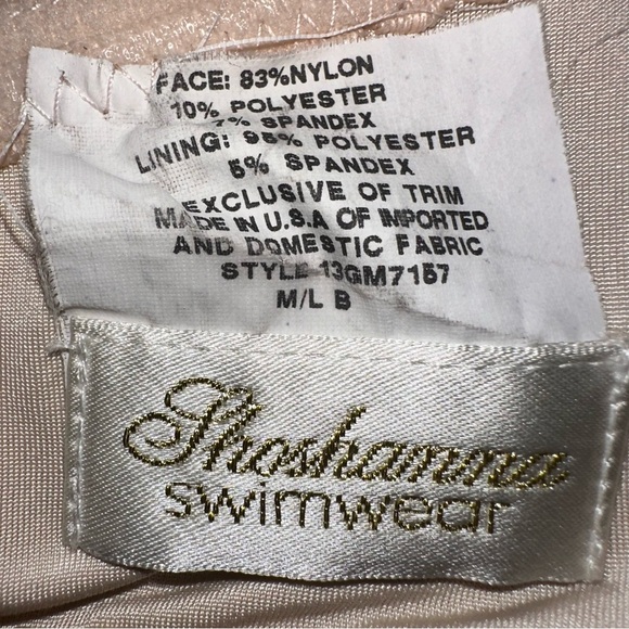 VTG Shoshanna gold bikini swimsuit strapless bandeau bathing suit top M/L B - Picture 9 of 11